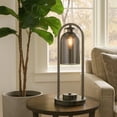 thumbnail image 6 of Benjara 21" Table Lamp- Cylinder Glass Shade- Round Base- Rustic Nickel Gray, 6 of 7
