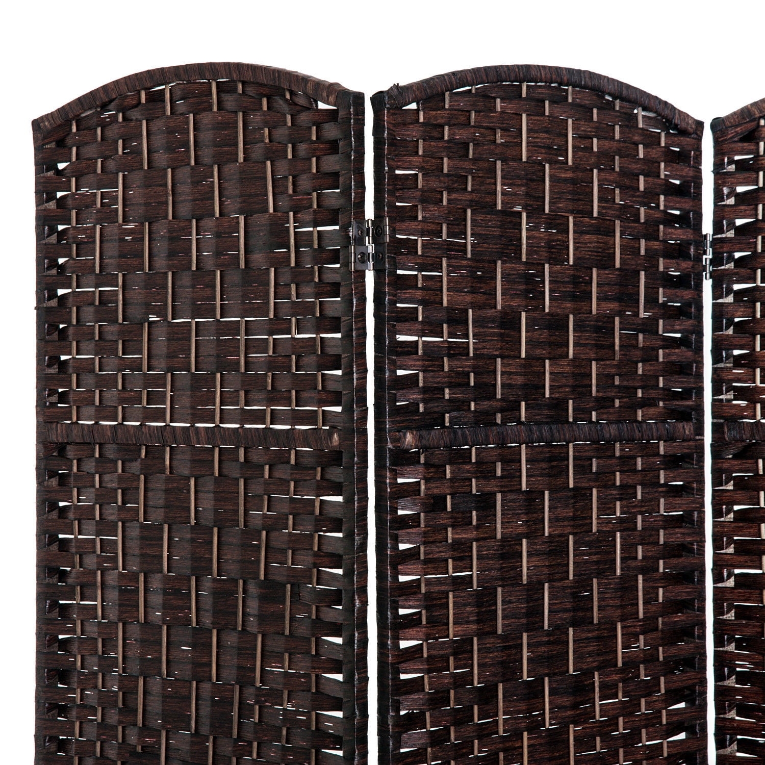 HomCom 6' Tall Wicker Weave 3 Panel Room Divider Privacy Screen - Chestnut Brown