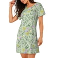 thumbnail image 2 of Fuzoiu flower and leaf Print Women Nightgowns, Soft Comfy Lightweight Short Sleeves Sleepwear,Crew Neck Loungewear, 2 of 6