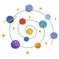 Vinyl Kids Bedroom 21" x 28" Solar System Multicolored Wall Art Decoration Planets Sun Stars Moon Orbit Design Removable Home Wall Outer Space Wall Decal Sticker