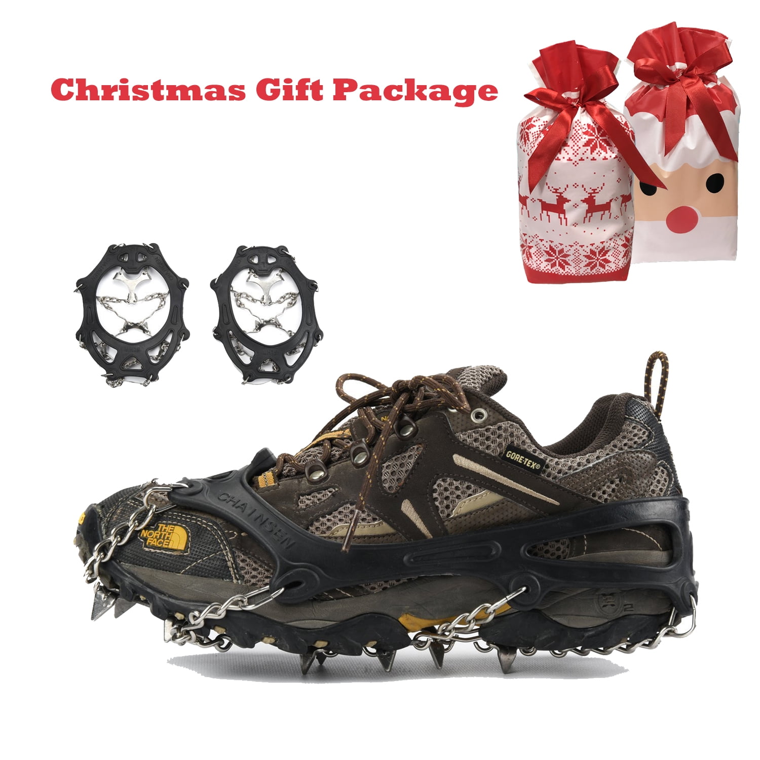 Anti-slip Ice Cleat Shoe Boot Tread Grips Traction Crampon Chain Spike (12-Crampon,L) by