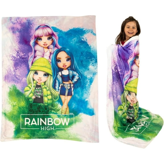 Rainbow High Kids Bedding Super Soft Micro Raschel Throw, 46 in x 60 in