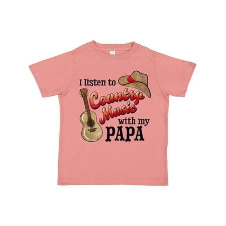 

Inktastic I Listen to Country Music with my Papa with Guitar and Hat Gift Toddler Boy or Toddler Girl T-Shirt