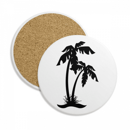 

Coconut Tree Black Beach Outline Coaster Cup Mug Tabletop Protection Absorbent Stone
