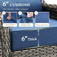 thumbnail image 5 of Opohoro 5 Pieces Outdoor Conversation Set with 43" Rectangular Fire Pit Table, Gray Rattan Furniture Set with Swivel Rocker Chairs, Blue for Patio Backyard Deck, 5 of 15