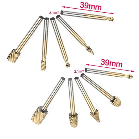 

YuanRX Drill Bit 10 Pcs/Set HSS Titanium Dremel Routing Rotary Milling Rotary File Cutter Wood Home Essentials Drill Set Gold Clearance sale