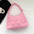 thumbnail image 3 of (Doblado Por La Mitad para Caber en El Embalaje) 8063 Moderno Versátil Acolchado Hilo Bordar Ropa Algodón Bolso Un Hombro Gran Capacidad para Mujer (rosa) Rosa, 3 of 9