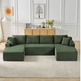 thumbnail image 5 of Aukfa 133.5" U-Shaped Modular Sectional Sofa, Cloud Couch w/ Cup Holders for Living Room, Convertible Double Chaise, No Assembly,Green, 5 of 7