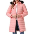 thumbnail image 5 of Winter Coat for Women Windproof Thickened Fleece Lined Down Jacket Waterproof Puffer with Removable Hood, Pink XXL, 5 of 8