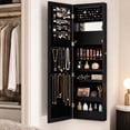 thumbnail image 2 of LIVIZA Full-Length Mirror Jewelry Cabinet with LED Lights &Lockable, Wall Door Mounted Jewelry Armoire Organizer,Brown, 2 of 8