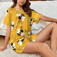 thumbnail image 6 of Bingfone Cute Bee Butterfly Yelllow Print Pajamas Sets for Women Soft Short-Sleeved Pjs with Lounge Shorts Two Piece Sleepwear, 6 of 8