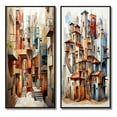 thumbnail image 2 of Designart "Multidimensional Cubist Art I" Cubism Framed Wall Art Set Of 2 - Multi-Color Abstract Framed Canvas Set For Living Room Decor, 2 of 7