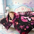 thumbnail image 4 of Manfei Pink-Blue Axolotl 7 Pieces Full Size Bedding Sets,Cartoon Animals Print Full Size Bed in a Bag,Black Reversible, 4 of 7