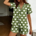 thumbnail image 5 of Blmnix Bamboo Pajamas Pajama Sets for Women 2 Piece 2 Piece Sleepwear Sets Pajama Shorts Collared Green Short Sleeve Cropped Womens Pajama Sets Shorts,S, 5 of 6