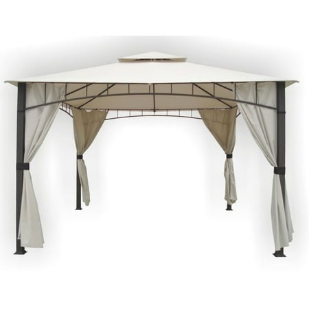 Garden Winds Replacement Canopy Top and Side Mosquito Netting Set for the SOHO 10 x 12 Gazebo  Beige  RipLock 350