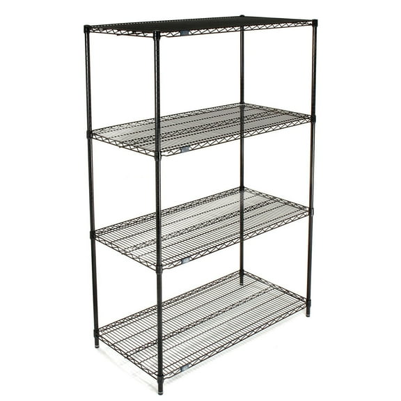 Nexel® 4 Shelf Black Epoxy Wire Shelving Unit Starter 48"W x 18"D x 63"H