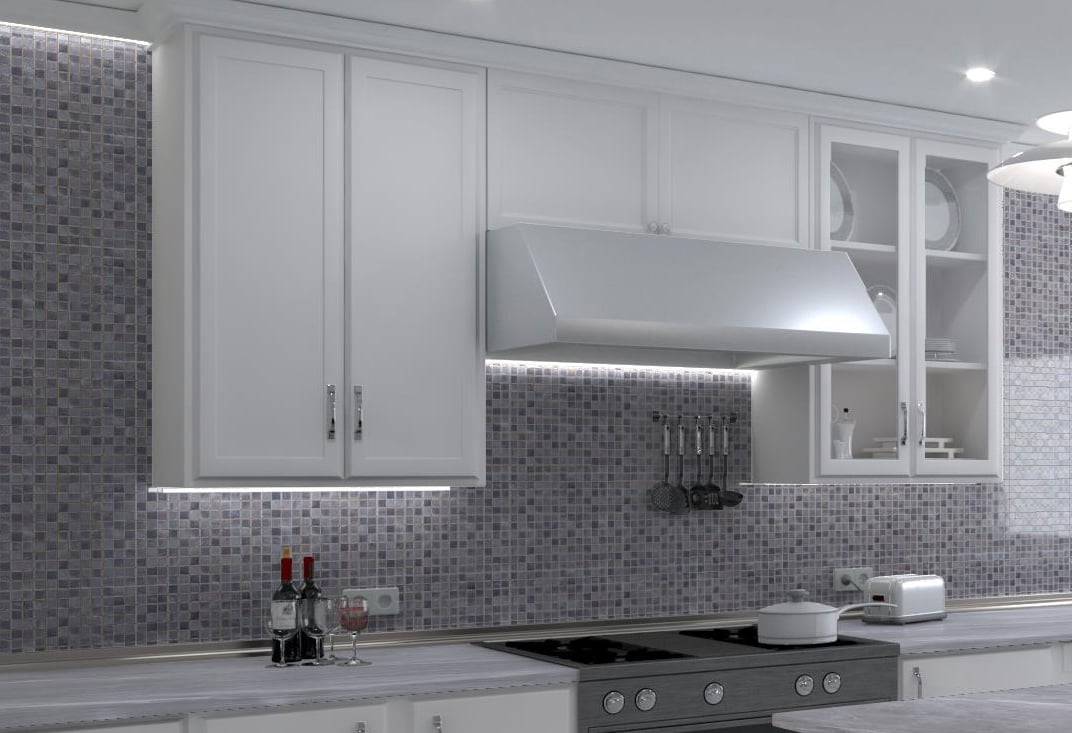 Mediterranean Kasbbah Grey 1-in. Marble Look Polished Glass Mosaic Wall and Floor Tile