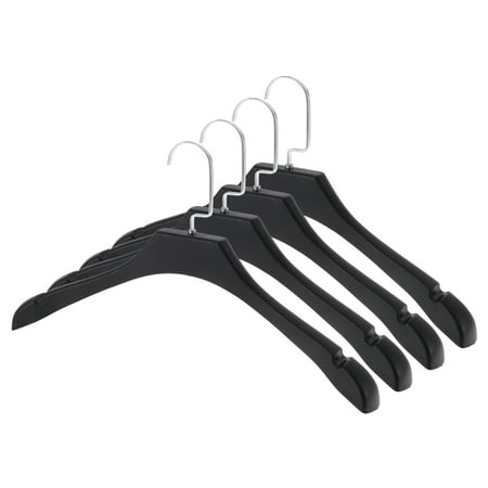 Unique Bargains 4 Pcs Clothes Hanger Durable Flat Hook Garment Hanger Black