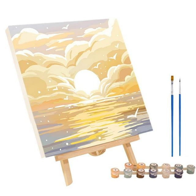 Paint by Numbers Kit for Adults Kids Canvas with Frame, Pigments, Brushes, DIY Art Craft