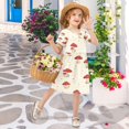 thumbnail image 6 of Girls Short Sleeve A-Line Dress Cute Mushroom Pattern with Daisies Play Dress Sizes 5-6T, 6 of 8
