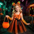 thumbnail image 6 of Toddler Girl Halloween Dress, Girls Halloween Tutu Dress Carnival Party Pumpkin Hat Toddler Kids Fancy Outfit with Matching Accessories for School Beach Outdoor, Halloween Gifts, 6 of 7