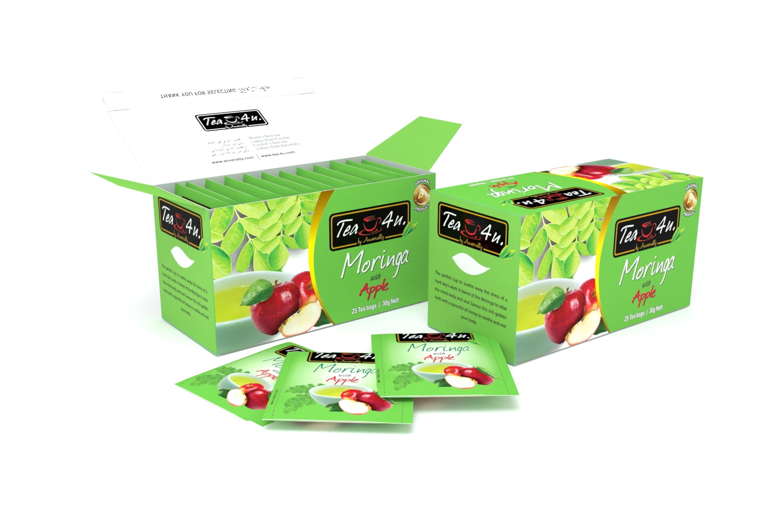 Tea4U Antioxidant Rich Moringa Oleifera Energy Tea - Apple Tea