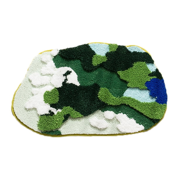 Ounissouiy Alfombrilla de ducha fácil de limpiar e instalar para baño elegante decoración de baño alfombras de baño para baño Juegos de accesorios de baño río de montaña verde 50X80CM
