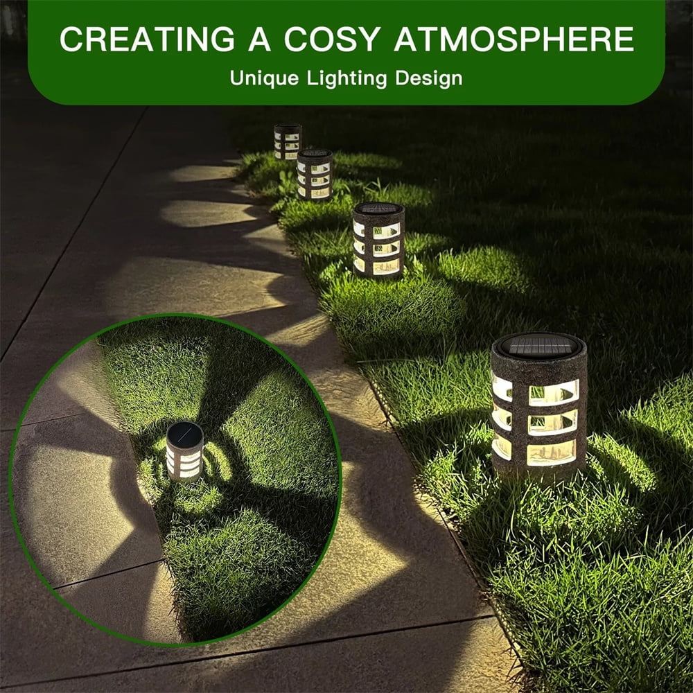 4 Pack Ground Pillar Solar Power Lights Led Waterproof Outdoor Garden Yard Lawn