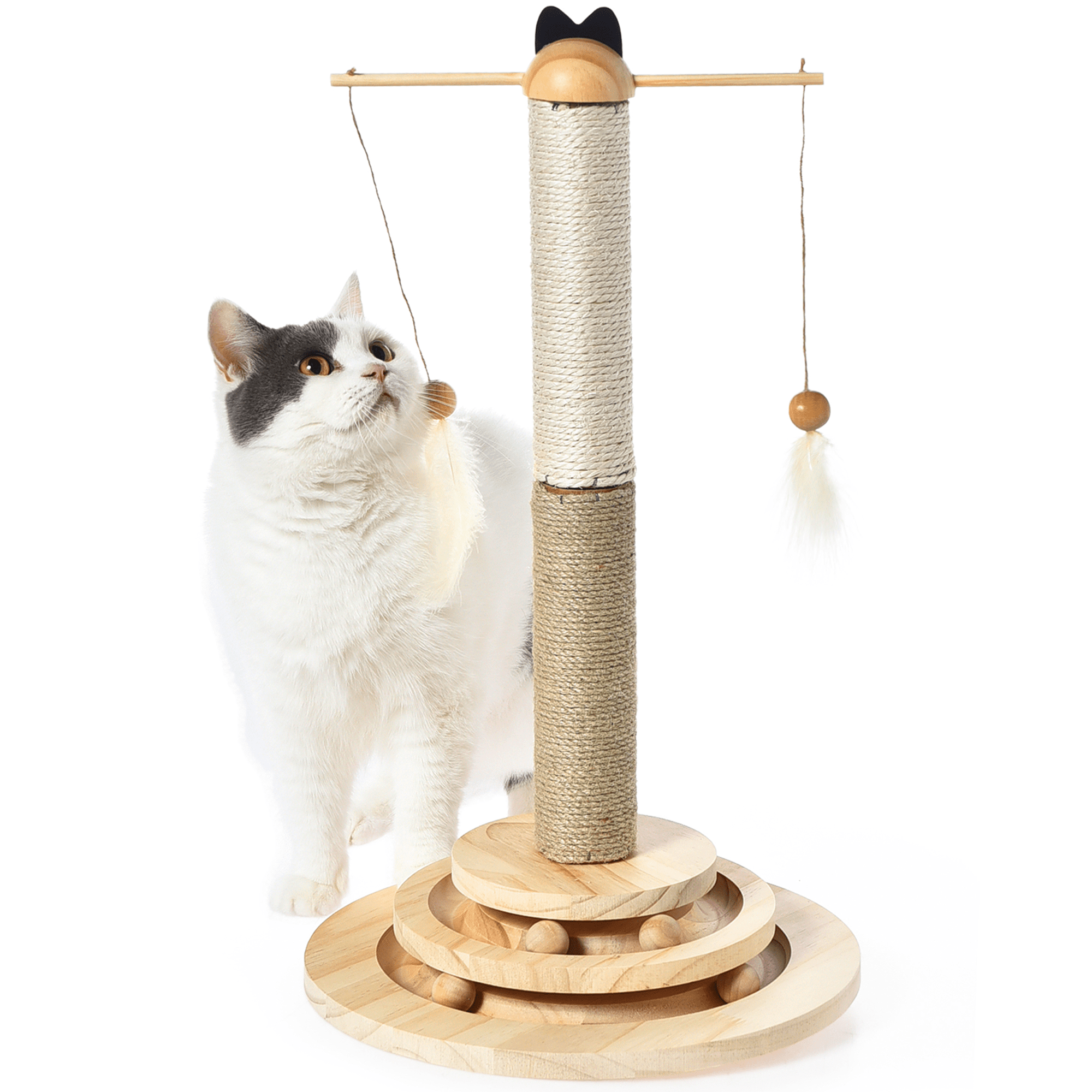 Vibrant Life Assembly Required Particle Board & Sisal Cat Scratching Posts Set with Wood balls, Brown Animal (1 Pack)