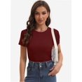 thumbnail image 2 of Women's Basic Solid Active Soft Short Sleeve Crew Neck Top T-Shirts, 2 of 6