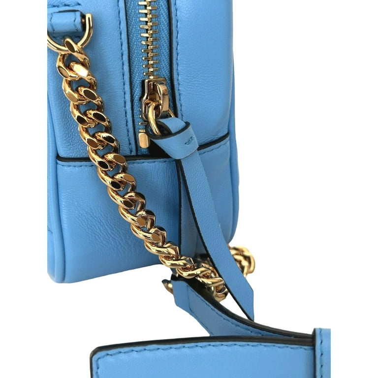 Versace La Medusa Blue Quilted Small Camera Crossbody Bag, Women's