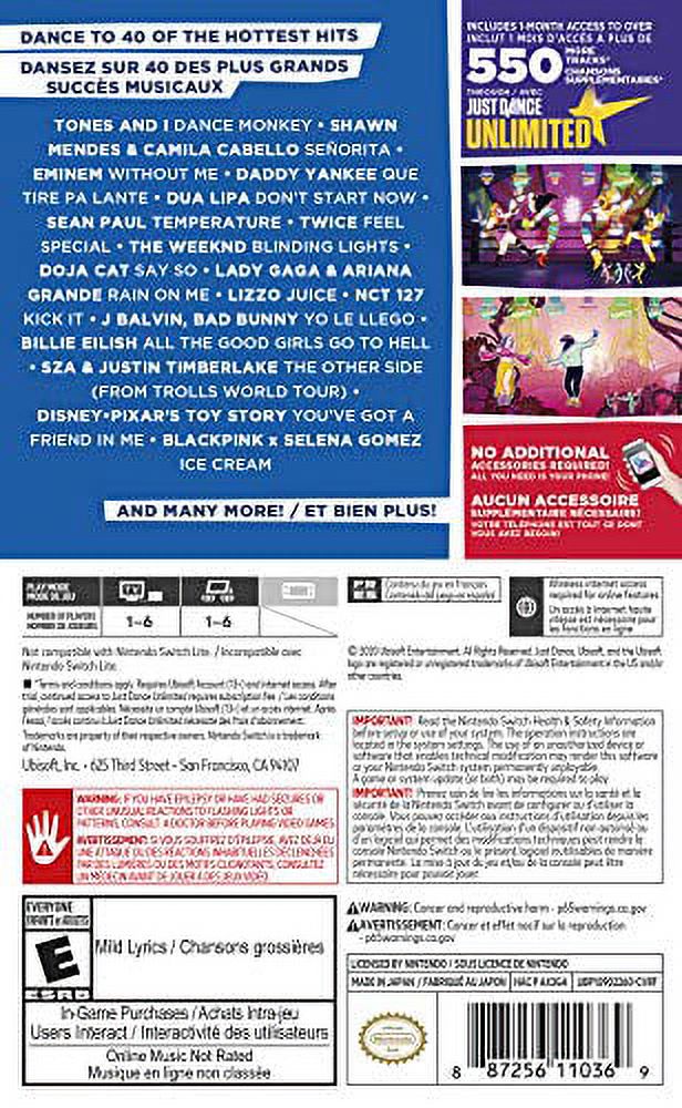 Ubisoft Just Dance 2021 Video Game - Nintendo Switch