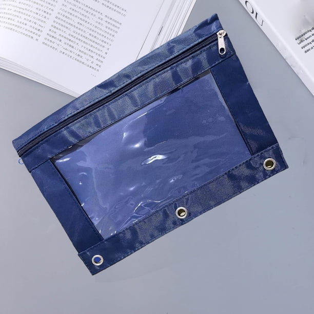 Estuche para lápices de 3 anillas con cremallera transparente | Organizador de documentos desmontable | Portalápices de gran capacidad para carpeta | Material escolar y de oficina