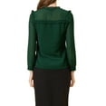 thumbnail image 3 of INSPIRE CHIC Women's Chiffon Shirts Elegant Long Sleeve Ruffle Swiss Dots Blouse Tops XL Green, 3 of 7