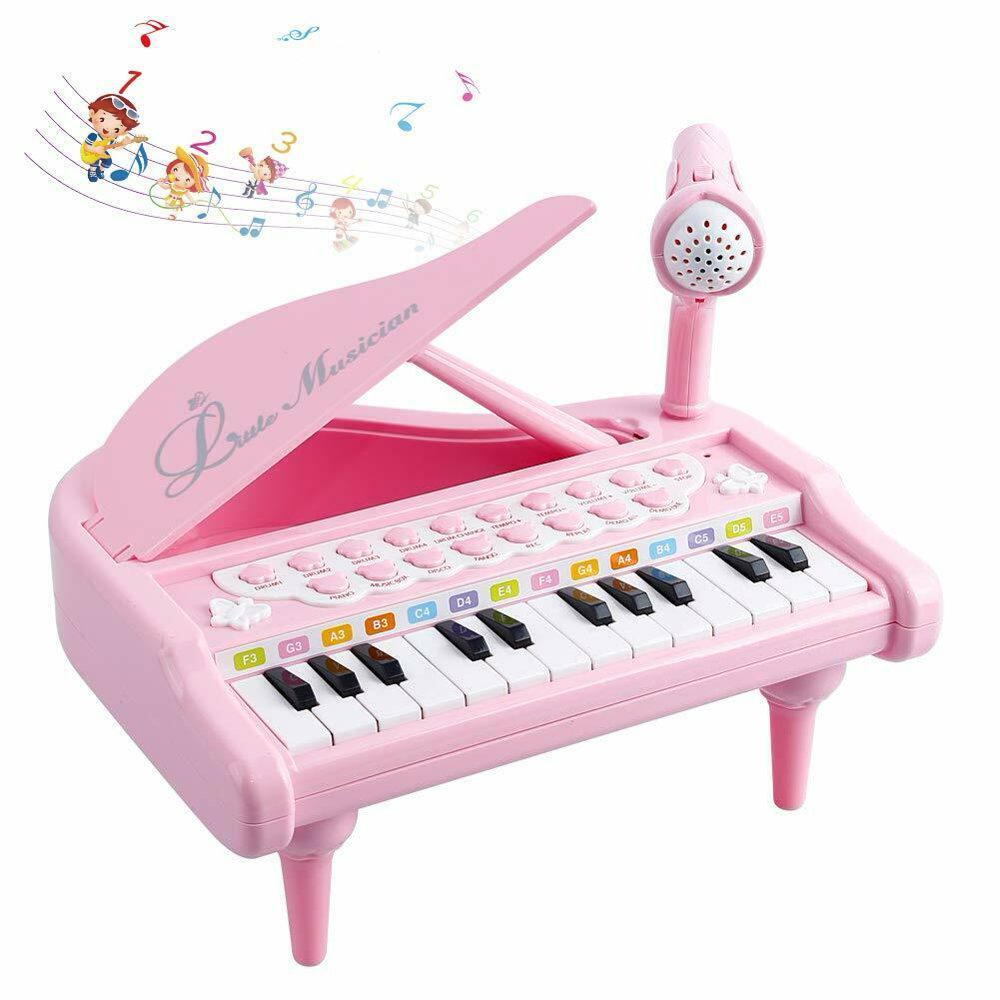 24 Key Kids Toddler Piano Electronic Keyboard Musical Toy w/ Microphone