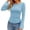 Blue, variant on Solid Color Fitted T Shirt with Border Side Pleated Sleeves Long Sleeved Pullover Shirt Tech Apparel