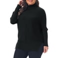 thumbnail image 4 of Agnes Orinda Women's Plus Size Turtleneck Sweater Slim Fit Long Sleeve Loose Knit Comfy Fall Winter Sweater 1X Black, 4 of 6