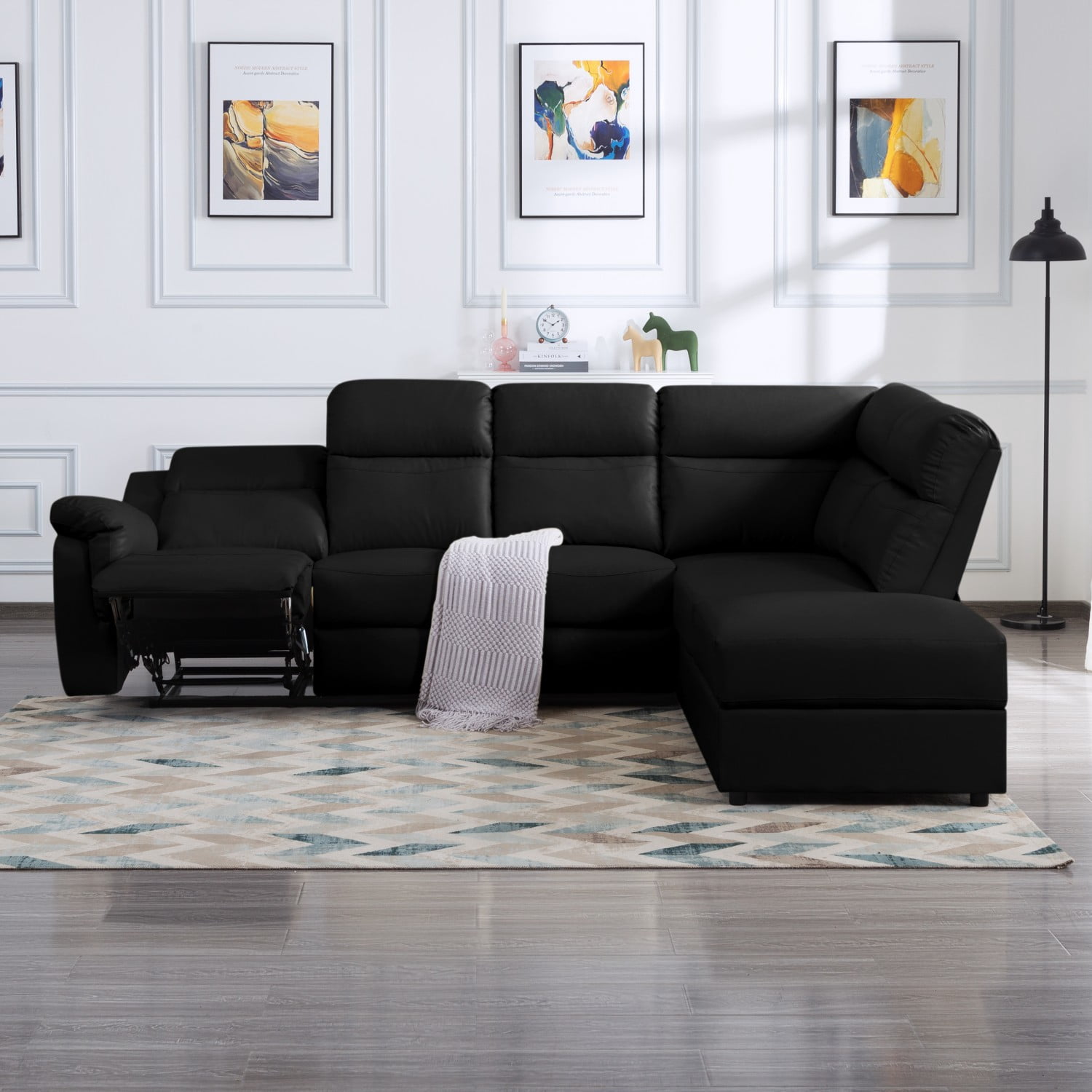 Gewnee 110.2” Manual Reclining Sectional Sofa Reclining Sofa Modern Contemporary Style and Functionality for Living Room, Office