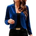 thumbnail image 2 of Gamivast Velvet Bolero Shrugs for Women Open Front Long Sleeve Cropped Cardigan Elegant Dress Cover Up Lightweight Vintage Tops for Evening Party Wedding Guest, 2 of 6