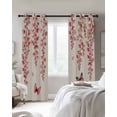 thumbnail image 2 of Butterfly Flower Blackout Curtains 45 Inches Long, Kitchen Black Out Window Treatments, Farmhouse Country Pink Floral on Linen Thermal Insulated Lined Drapes for Small Window with Grommet 42"x45", 2 of 8