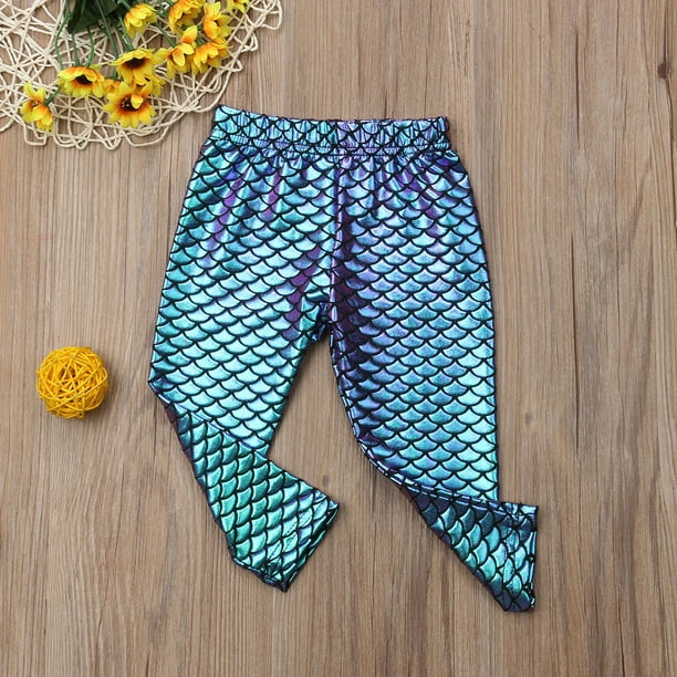 Baby Girls Pants Toddler Mermaid Fish Scale Leggings Pant Stretchy
