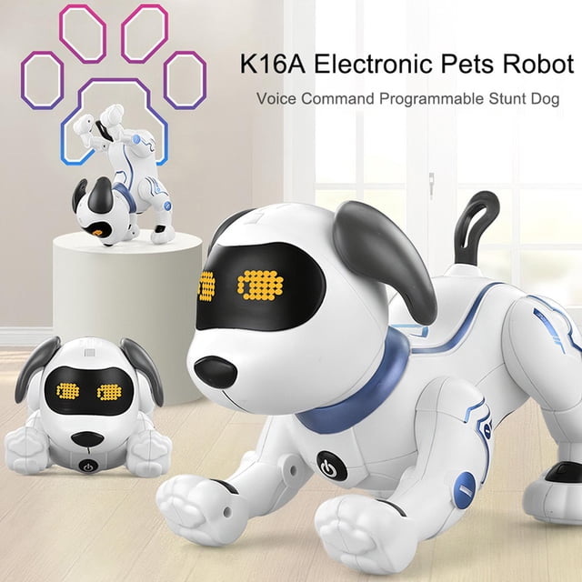 Robot Cachorro Mascotas robóticas Caminar inteligente Bailar con luz y sonido RC Animal Perro Juguete Mascotas electrónicas para niñas Niños Niños 3 ~ 8 Regalos de vacaciones Estilo A Hugo cachorro robot