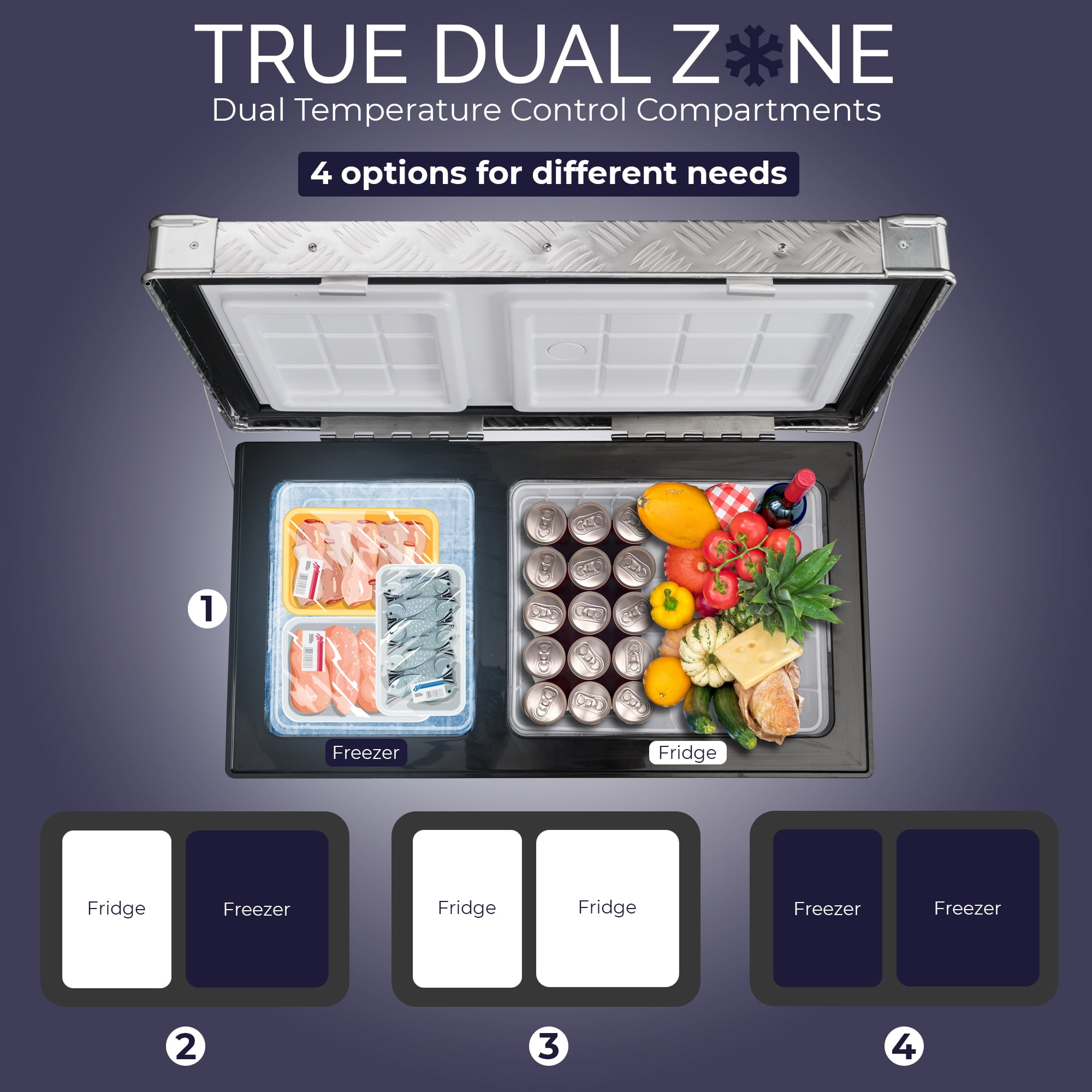PFRIGO 12V Car Refrigerator, Car Fridge 45 Quarts (42L), Aluminum Truck Bed Portable Freezer, Dual Zone APP Control Electric Compressor Cooler, with Wheels,12/24V DC and 100-240V AC for Pickup Trucks
