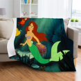 thumbnail image 4 of Cartoon Mermaid Ariel Pattern Blanket Stylish Sofa Blanket Portable for Birthday Souvenir Gifts,59x79inch/150x200cm, 4 of 10