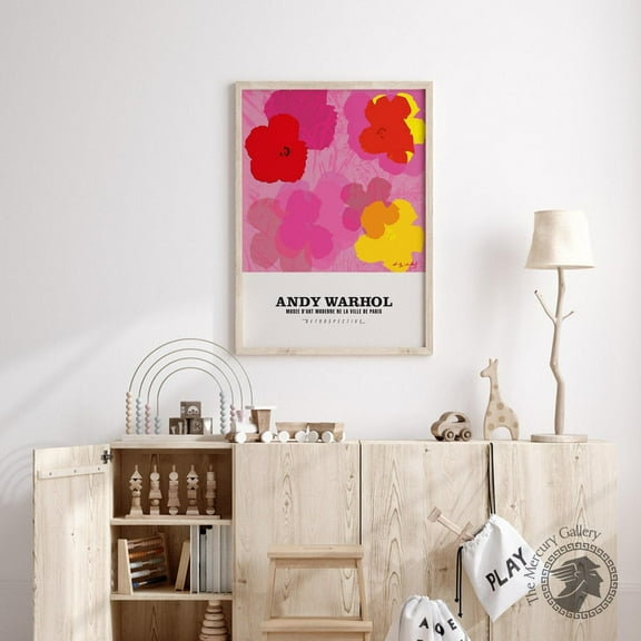 Andy Warhol Poster, Retro Flower Pop Art Print, Trendy Gallery UNFRAMED Poster, Wall Art for Decor, Present, 8x12