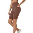 thumbnail image 2 of VBVC Women's High Waisted Yoga Shorts , Summer Stretchy Workout Leggings For Women , Ladies' Running Athletic Trousers with Pockets,Brown,S-2XL, 2 of 8