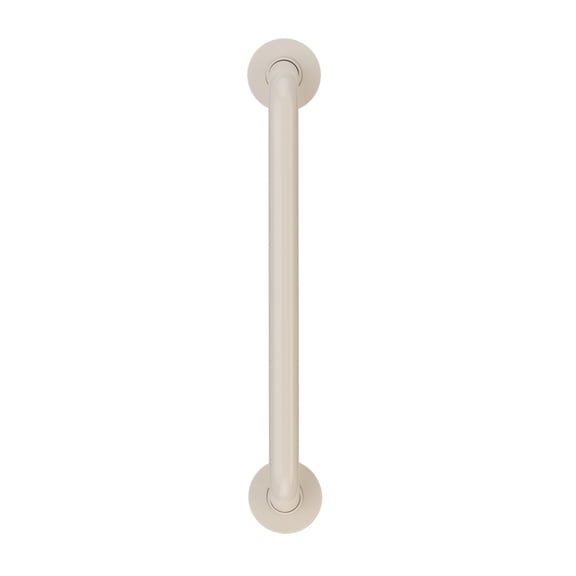 Homestock Classic Charm Straight Vinyl Coated Grab Bar With Safety Grip And Cover Flange - 1 1/4" Diameter - Size:18"Color: Glossy Biscuit