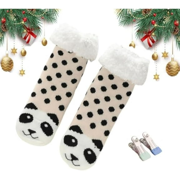 Cute Animal Ultra-Thick Slipper Home Socks, Christmas Fuzzy Slipper Socks For Women, Grippers Non Slip Soft Cozy