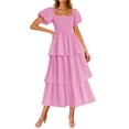 thumbnail image 1 of Vestido ZESICA para mujer 2025, estilo bohemio, midi, rosa, talla L, 1 of 9