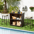 thumbnail image 2 of Yaheetech 3-Piece Outdoor Rattan Wicker Patio Furniture Set, Brown/Khaki, 2 of 8